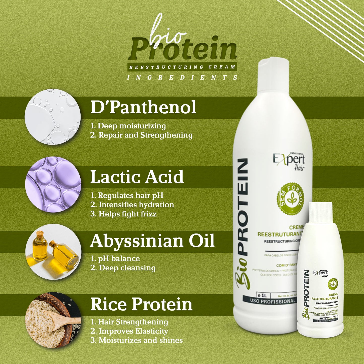 Expert Hair Bio Protein Crema Reestructurante Orgánica para Cabello Fino y Delicado 1L/33.8 fl.oz