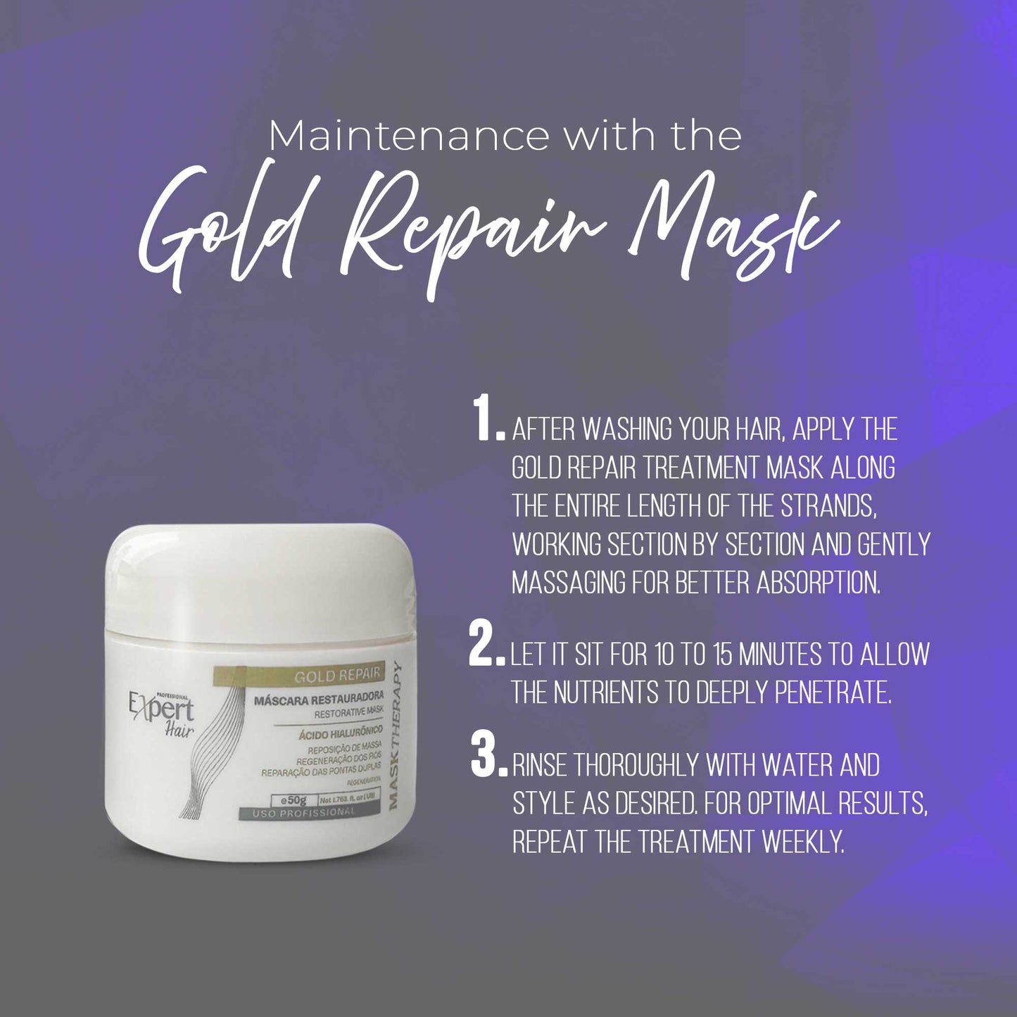 Kit Expert Hair Deep Cleaning Shampoo + Sensation Texturizing Cream + Gold Repair Mask
