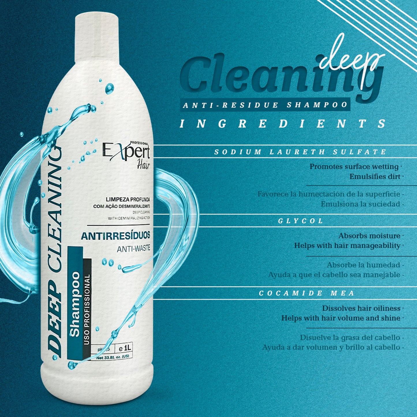 Expert Hair Kit Champú de limpieza profunda y crema reestructurante de bioproteínas 2X1L/2X33.8 fl.oz