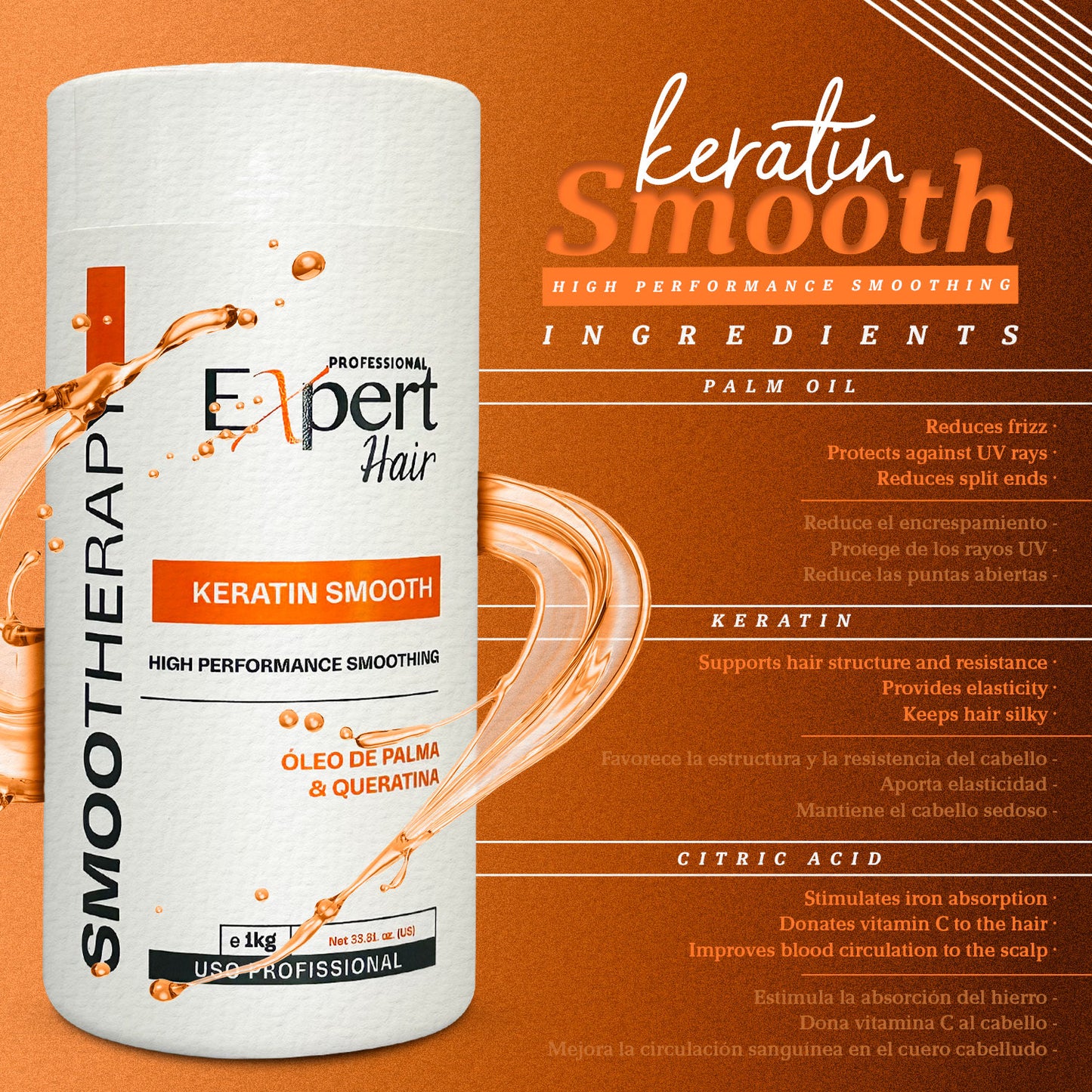 Expert Hair Botox BotoExpert Keratin Smooth Hair Sistema de Tratamiento Suavizante 1kg/35,2 oz