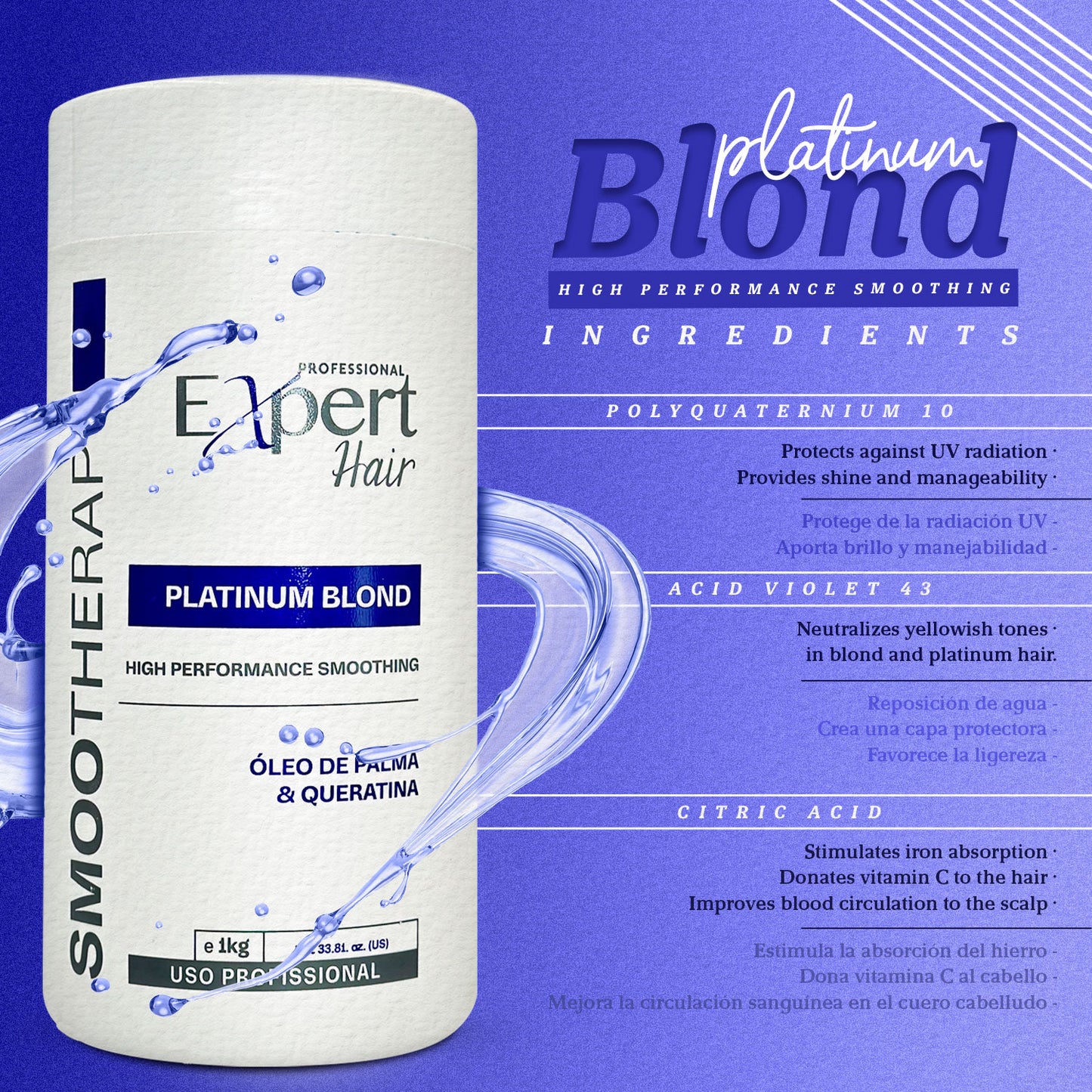 Expert Hair Botoexpert Hair Blond Tratamiento Rubio Platino Mascarilla Profesional 1kg/35.2 fl.oz