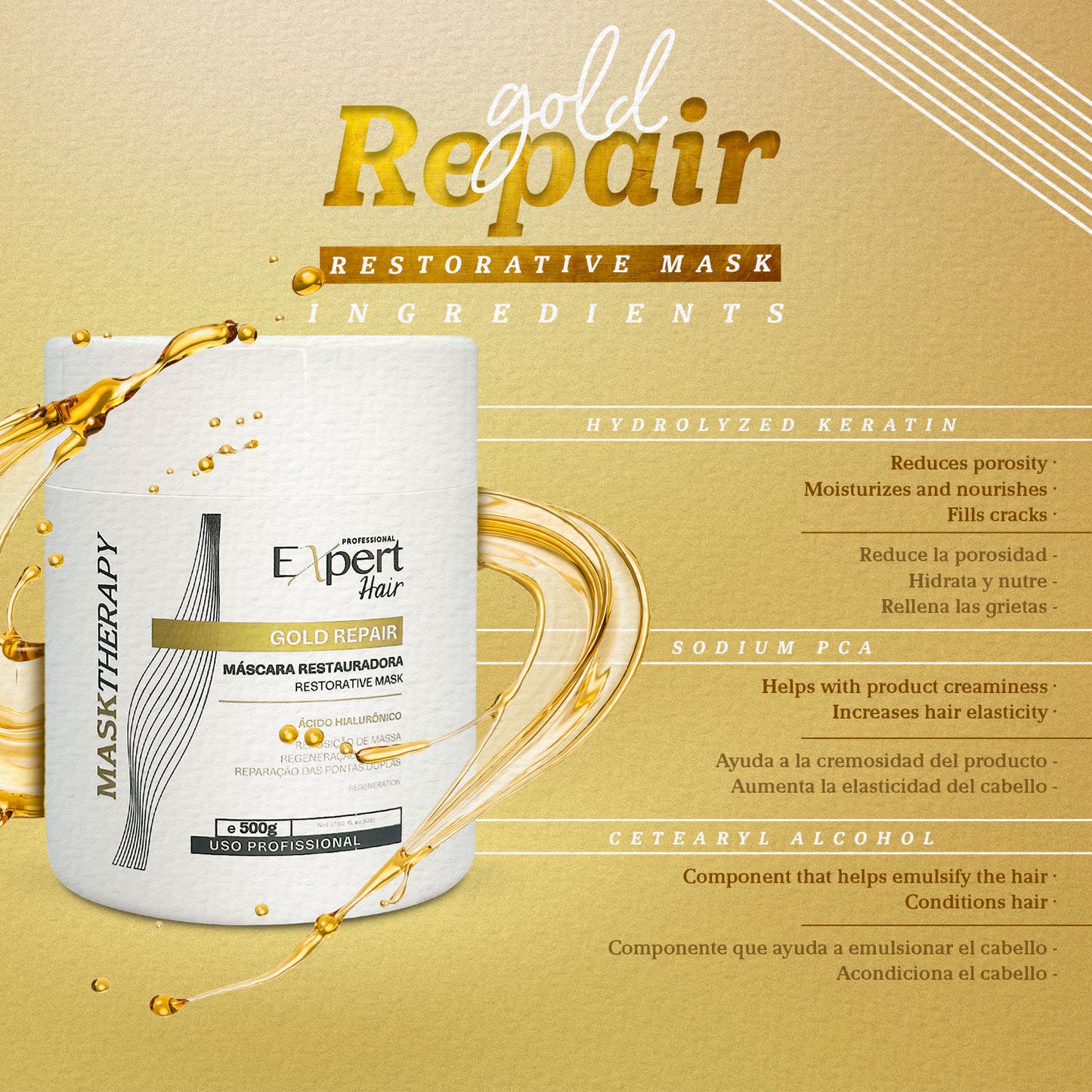 Expert Hair Gold Repair Restorative Mask 500g/17.63oz